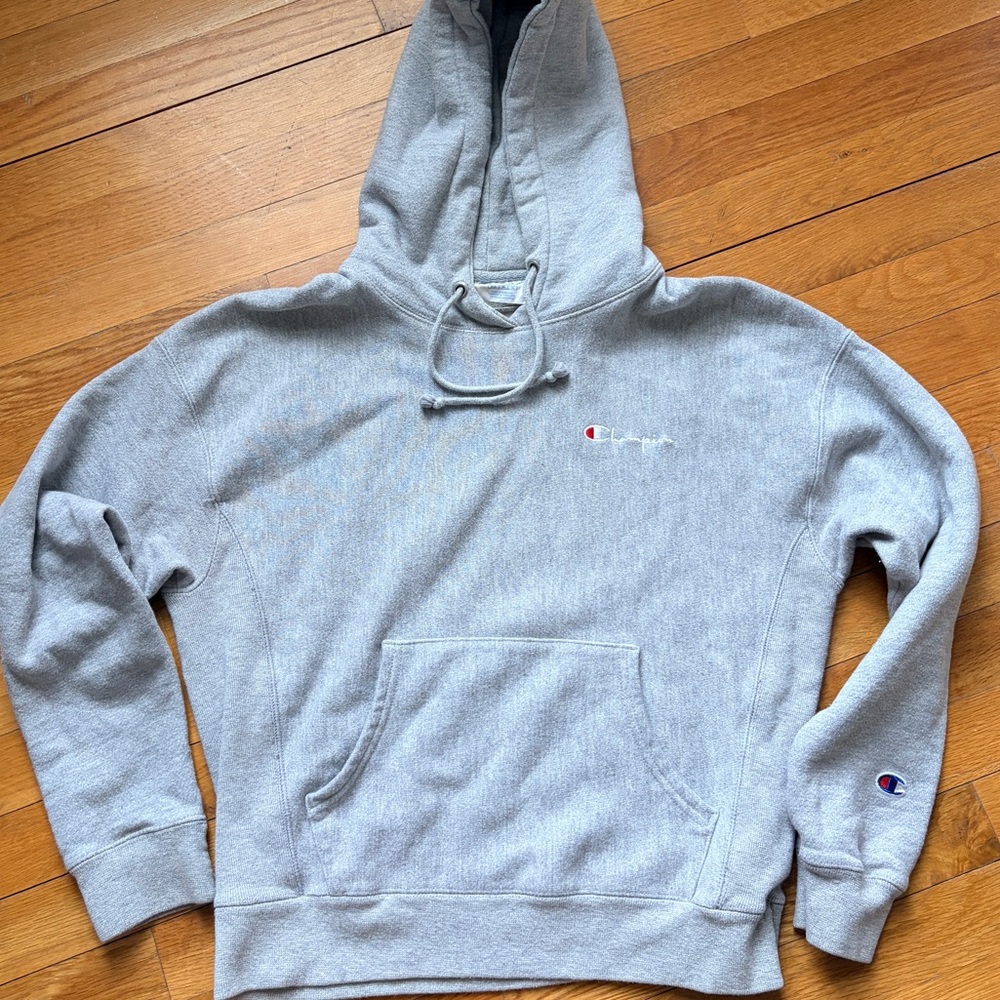 Champion Reverse Weave Hoodie Gray Men’s M Logo Streetware heavyweight